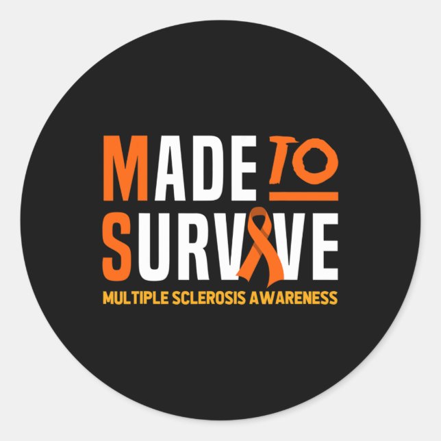 Warrior Made To Survive Ms Multiple Sclerosis Awar Classic Round Sticker (Front)