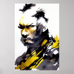 Warrior Man Wild Nature Free Spirit Art Painting Poster