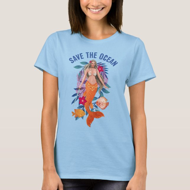 Warrior Mermaid - Save The Ocean T-Shirt (Front)