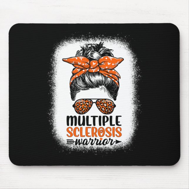 Warrior Messy Bun - Multiple Sclerosis Awareness  Mouse Mat (Front)