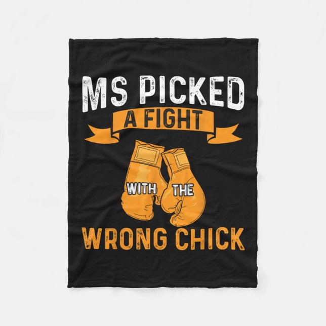 Warrior Ms Picked A Fight Multiple Sclerosis Aware Fleece Blanket (Front)