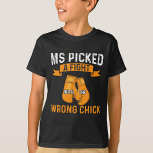 Warrior Ms Picked A Fight Multiple Sclerosis Aware T-Shirt