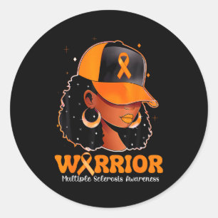 Warrior Multiple Sclerosis Awareness Black Woman _ Classic Round Sticker