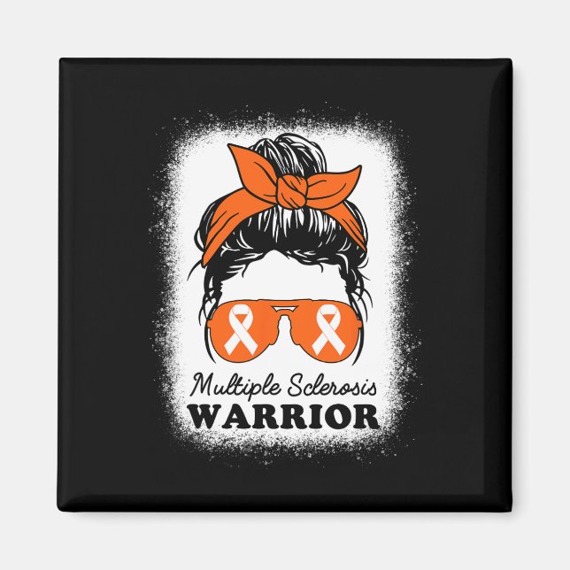 Warrior Multiple Sclerosis Awareness Messy Bun Mum Magnet (Front)