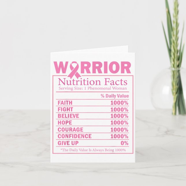 Warrior Nutrition Facts Breast Cancer Awareness  Card (Front)
