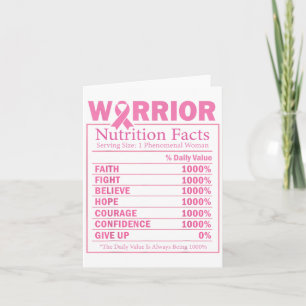 Warrior Nutrition Facts Breast Cancer Awareness  Card