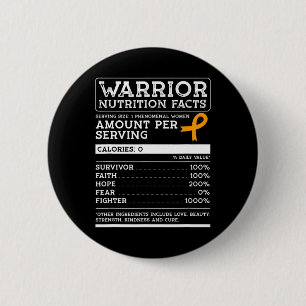 Warrior Nutrition Facts Leukaemia Awareness Ribbon 6 Cm Round Badge
