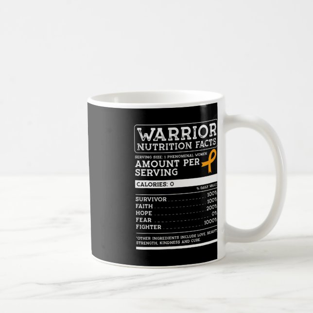 Warrior Nutrition Facts Leukaemia Awareness Ribbon Coffee Mug (Right)