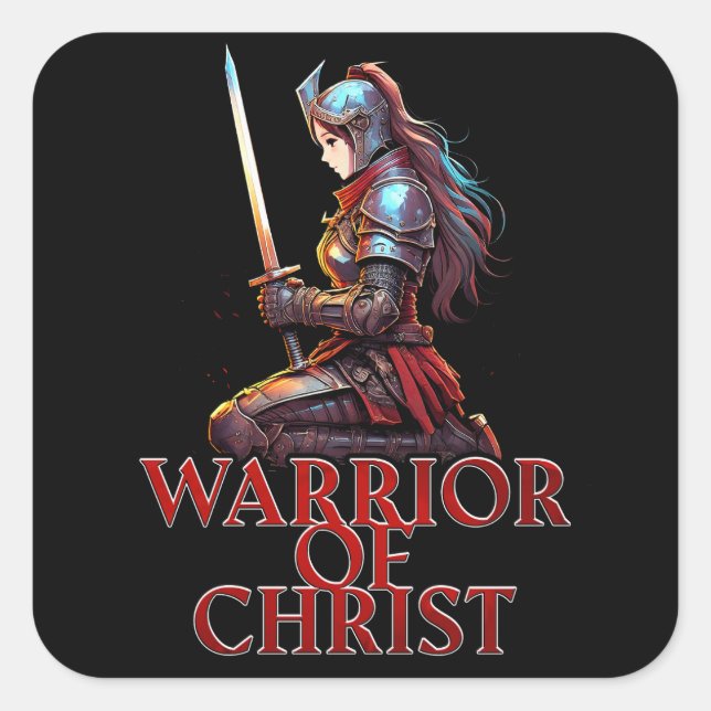 Warrior of Christ Woman Prayer Christian Bible  Square Sticker (Front)