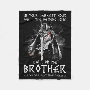Warrior Of God Call On Me Bother Fight Knight Temp Fleece Blanket