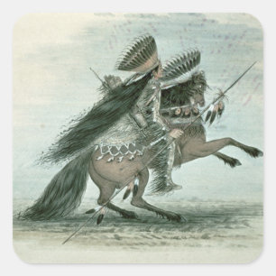 Warrior of the Crow Tribe (w/c on paper) Square Sticker