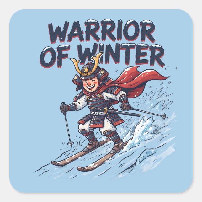 Warrior of Winter Skiing Samurai Square Sticker (Front)