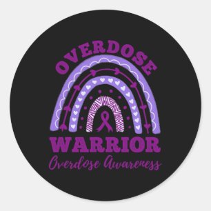 Warrior Overdose Awareness Rainbow  Classic Round Sticker