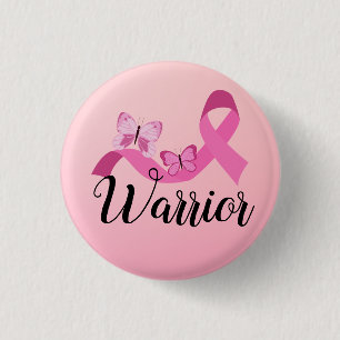 Warrior Pink Quote Breast Cancer 3 Cm Round Badge