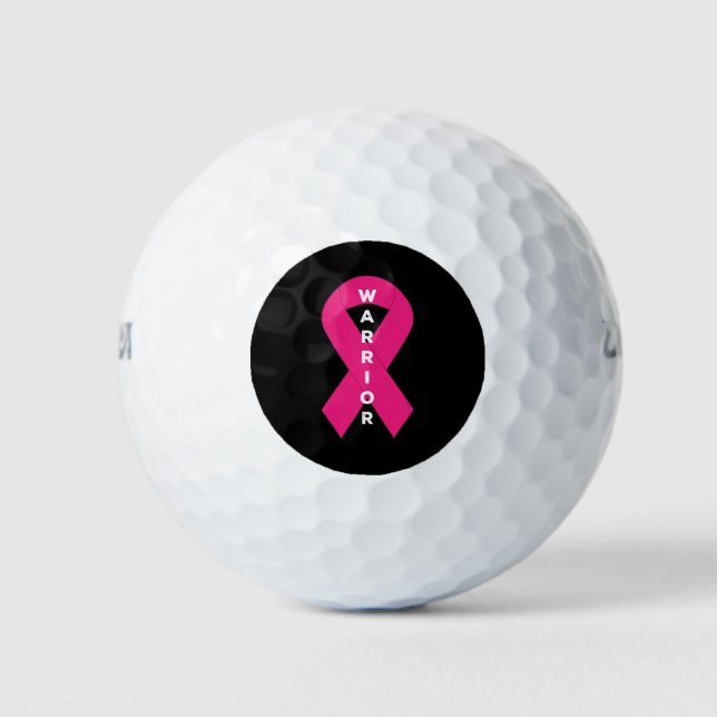 Warrior Pink Ribbon Breast Cancer Awareness Month Golf Balls (Front)