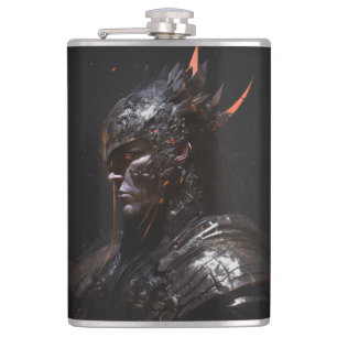 Warrior Portrait Fantasy Painting Dark Character Hip Flask