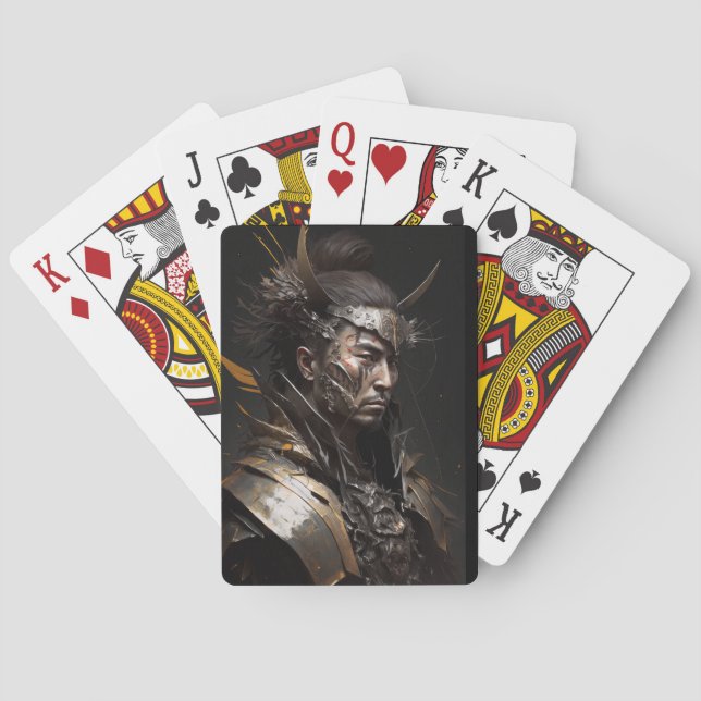 Warrior Portrait Fantasy Painting Dark Character  Playing Cards (Back)