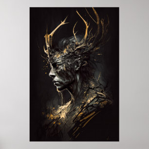 Warrior Portrait Fantasy Painting Dark Character  Poster