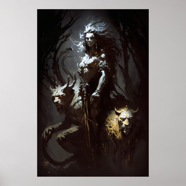 Warrior Portrait Fantasy Painting Dark Character  Poster (Front)