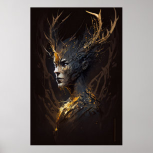 Warrior Portrait Fantasy Painting Dark Character  Poster