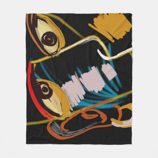 Warrior Portrait: Primitive Oil Abstraction Fleece Blanket