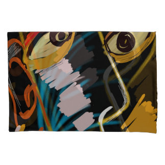 Warrior Portrait: Primitive Oil Abstraction Pillowcase