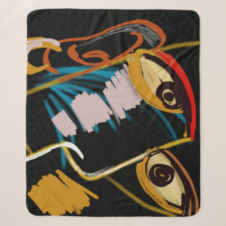 Warrior Portrait: Primitive Oil Abstraction Sherpa Blanket