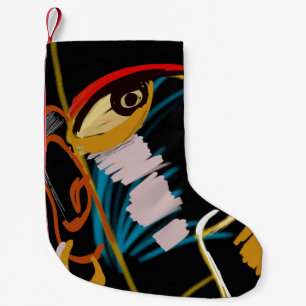 Warrior Portrait: Primitive Oil Abstraction Small Christmas Stocking