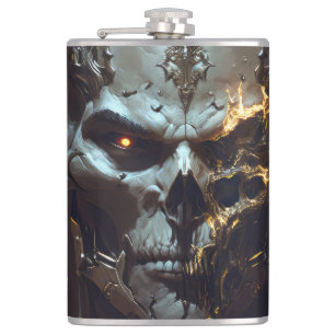 Warrior Portrait Skull Fantasy Painting Wild Art Hip Flask