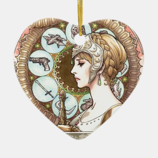 Warrior Princess Ceramic Tree Decoration (Front)