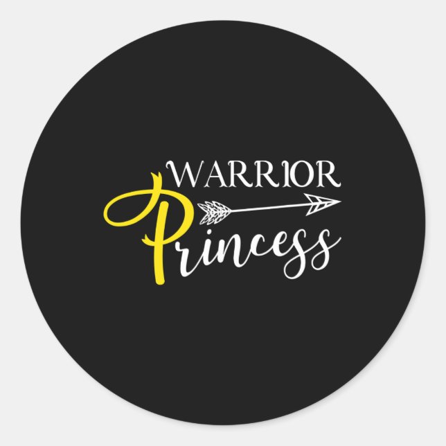 Warrior Princess Childhood Cancer Awareness  Classic Round Sticker (Front)