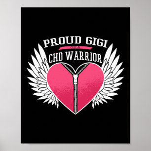 Warrior Proud Gigi Zipper Heart With Angel Wings Poster