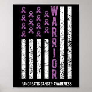 Warrior Purple Ribbon Pancreatic Cancer Awareness  Poster
