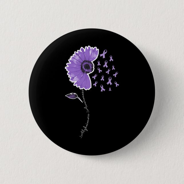Warrior Purple Sunflower Cute Ribbon  6 Cm Round Badge (Front)
