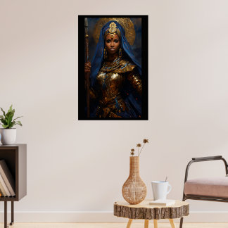 Warrior Queen: African Art Woman Oil Painting Poster