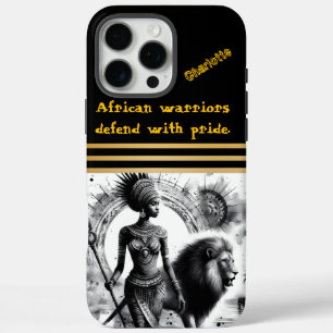Warrior queen and her fierce lion stride iPhone 16 pro max case