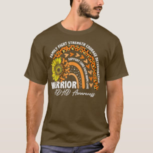 Warrior Rainbow Orange Ribbon ADHD Awareness T-Shirt
