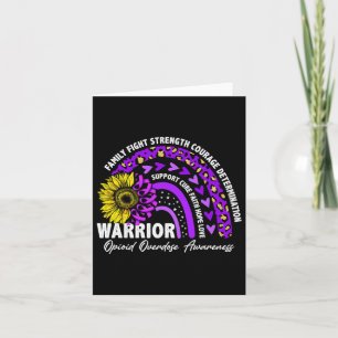 Warrior Rainbow Purple Ribbon Opioid Overdose Awar Card