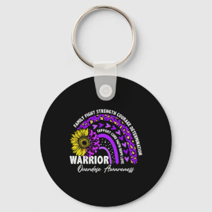 Warrior Rainbow Purple Ribbon Overdose Awareness  Key Ring