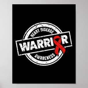 Warrior Red Ribbon Products Gifts Heart Disease Aw Poster