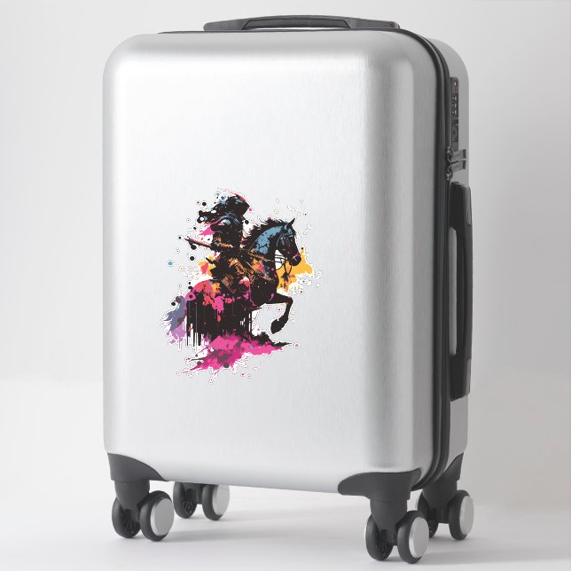 Warrior riding horse in watercolor     (Suitcase)