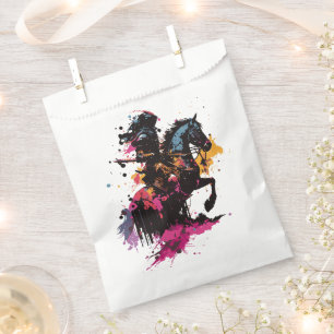 Warrior riding horse in watercolor favour bags
