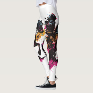 Warrior riding horse in watercolor     leggings
