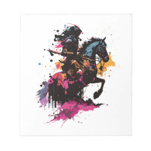Warrior riding horse in watercolor     notepad