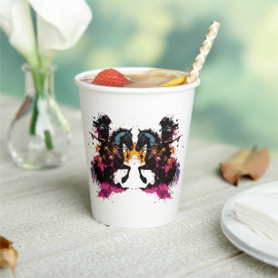 Warrior riding horse in watercolor paper cups