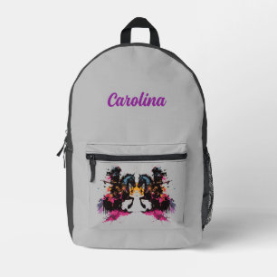 Warrior riding horse in watercolor printed backpack