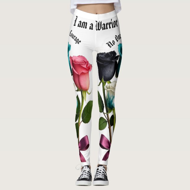 Warrior Roses Cancer Awareness Leggings (Front)