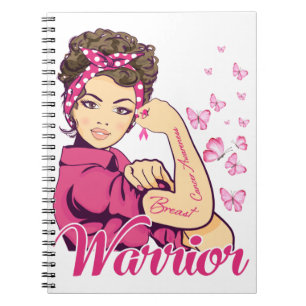Warrior Rosie Riveter Breast Cancer Awareness Notebook