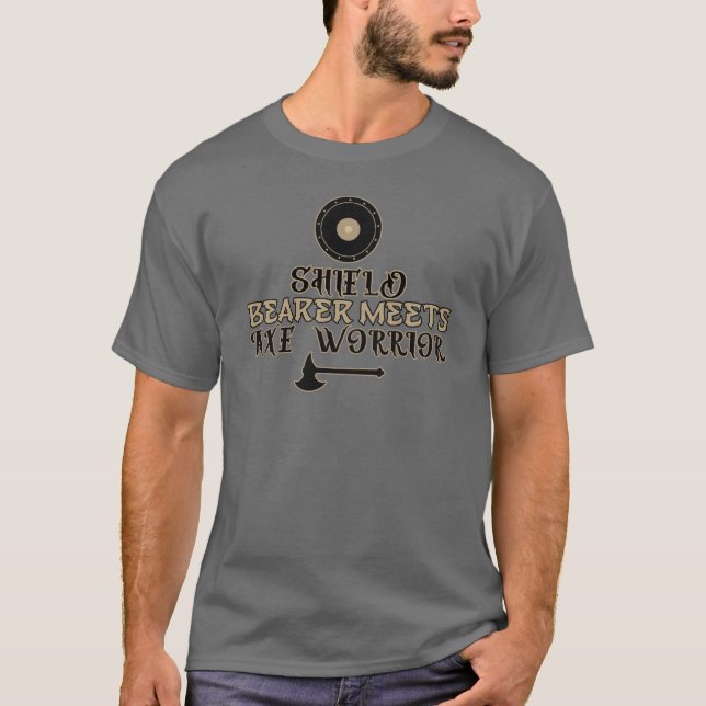 Warrior Shield Hoops Rise Design T-Shirt (Front)