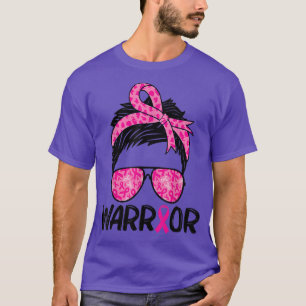 Warrior Short Hair Sunglasses Pink Ribbon Breast C T-Shirt